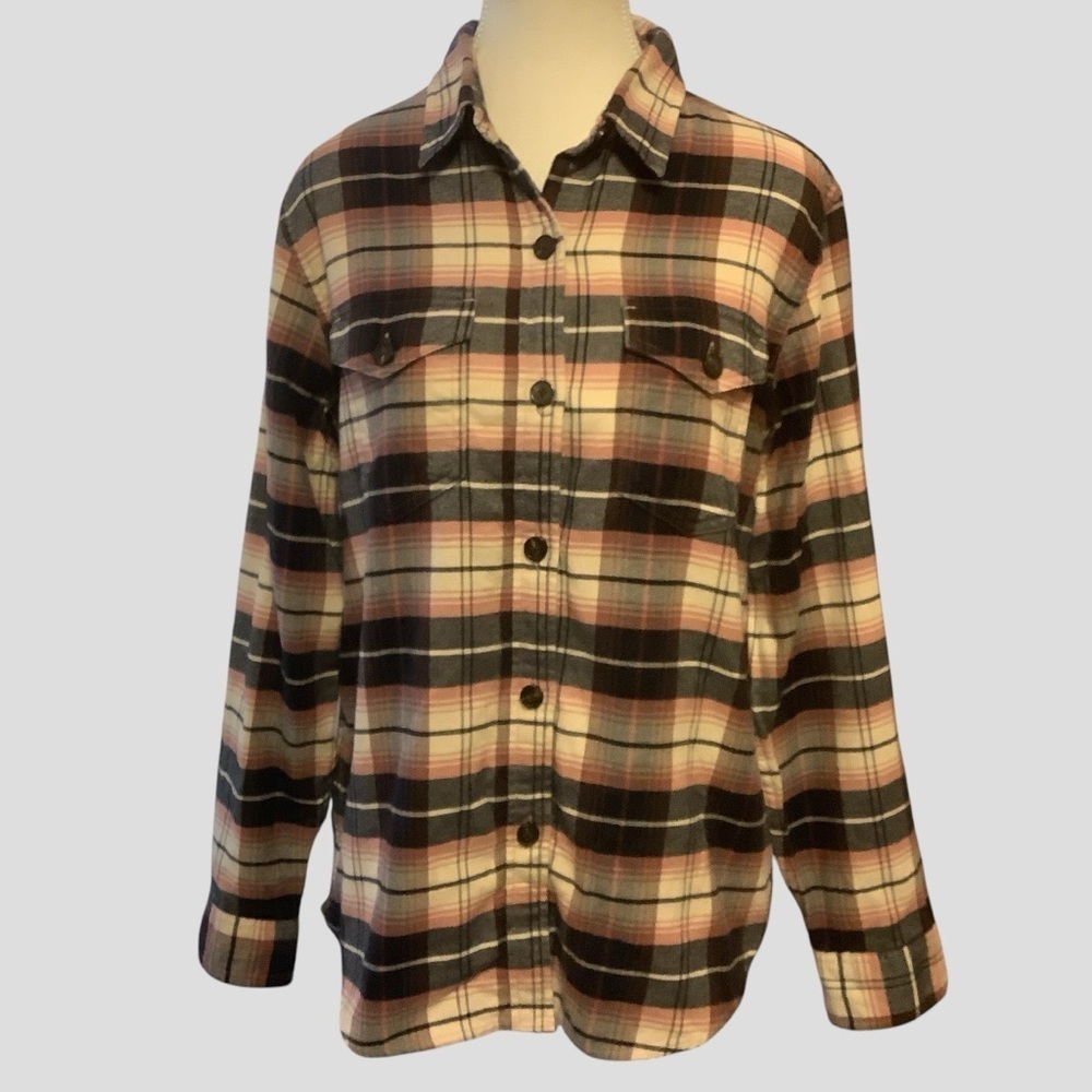 TILLEY 100% ORGANIC COTTON PLAID LONG SLEEVE/ COLLARD BUTTON UP SHIRT/ Size M